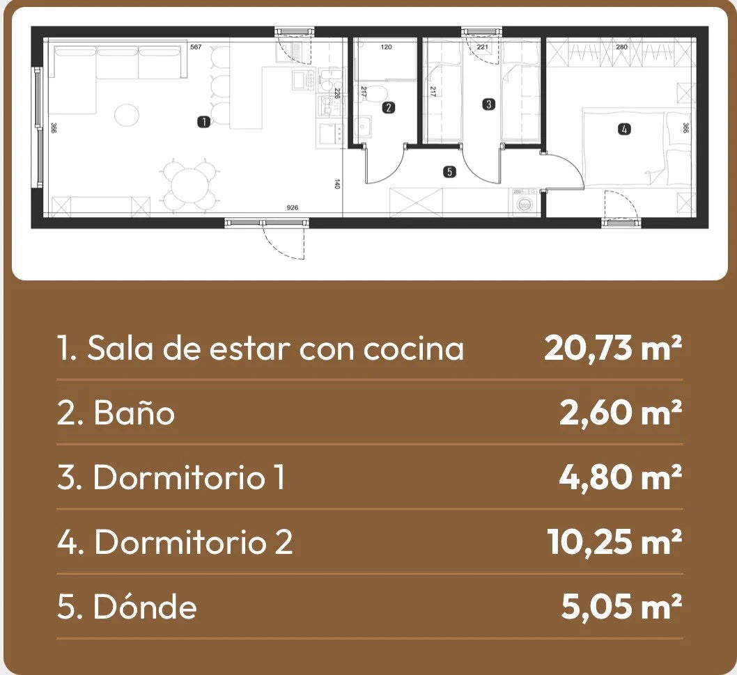 CASA MÓVIL EMERALD 12,90 X 4,13 MT