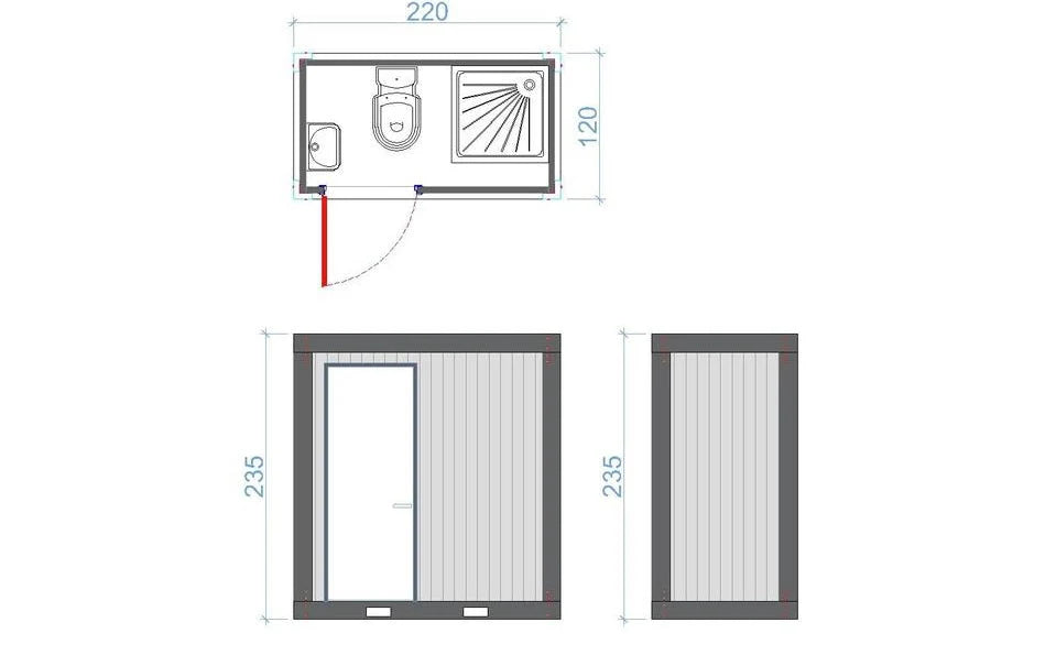 CONTENEDOR SANITARIO INODORO Y DUCHA (120x220M) NUEVO